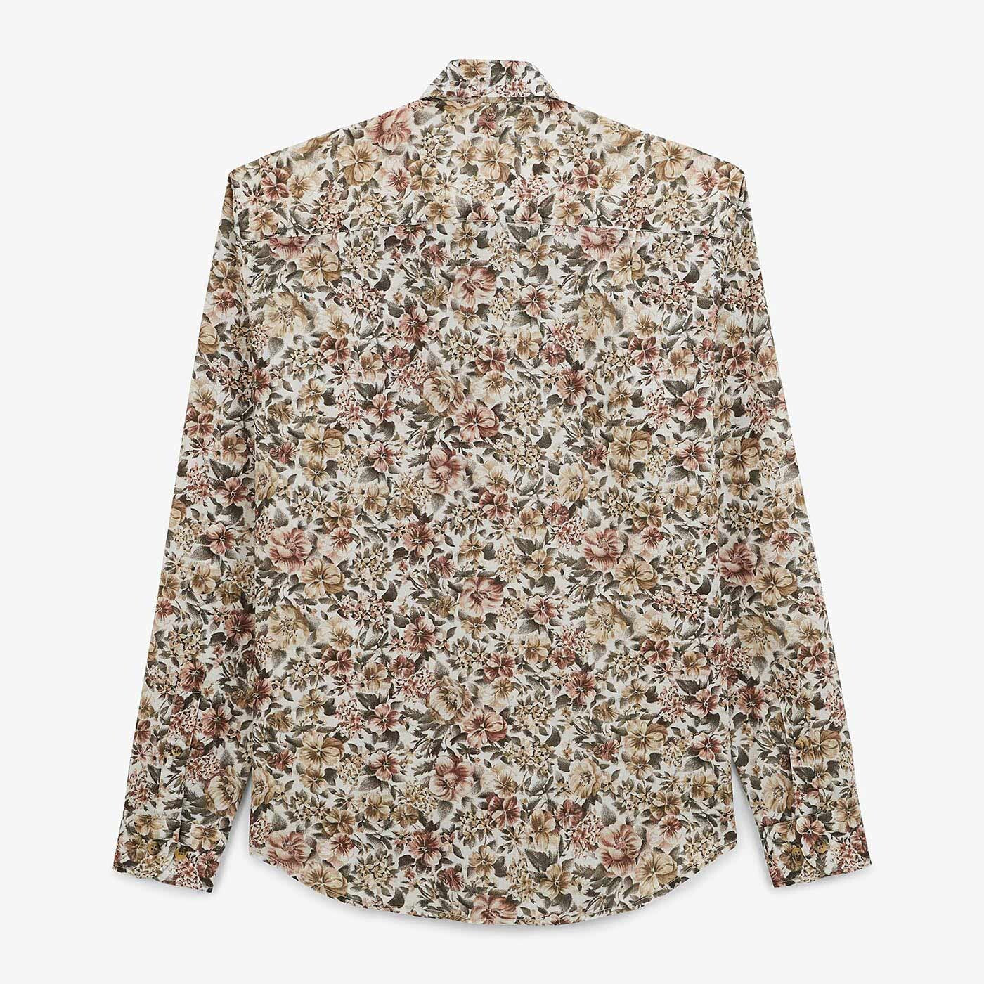 Lange mouwen bloemenprint shirt in legergroen van katoen voor heren SERGE BLANCO