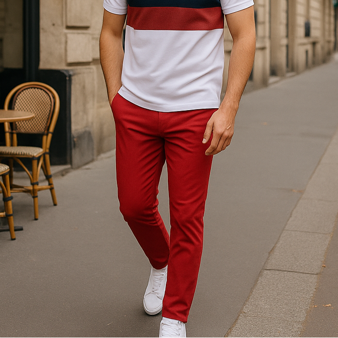 Chino 702 recht model comfortabel in katoen voor heren SERGE BLANCO