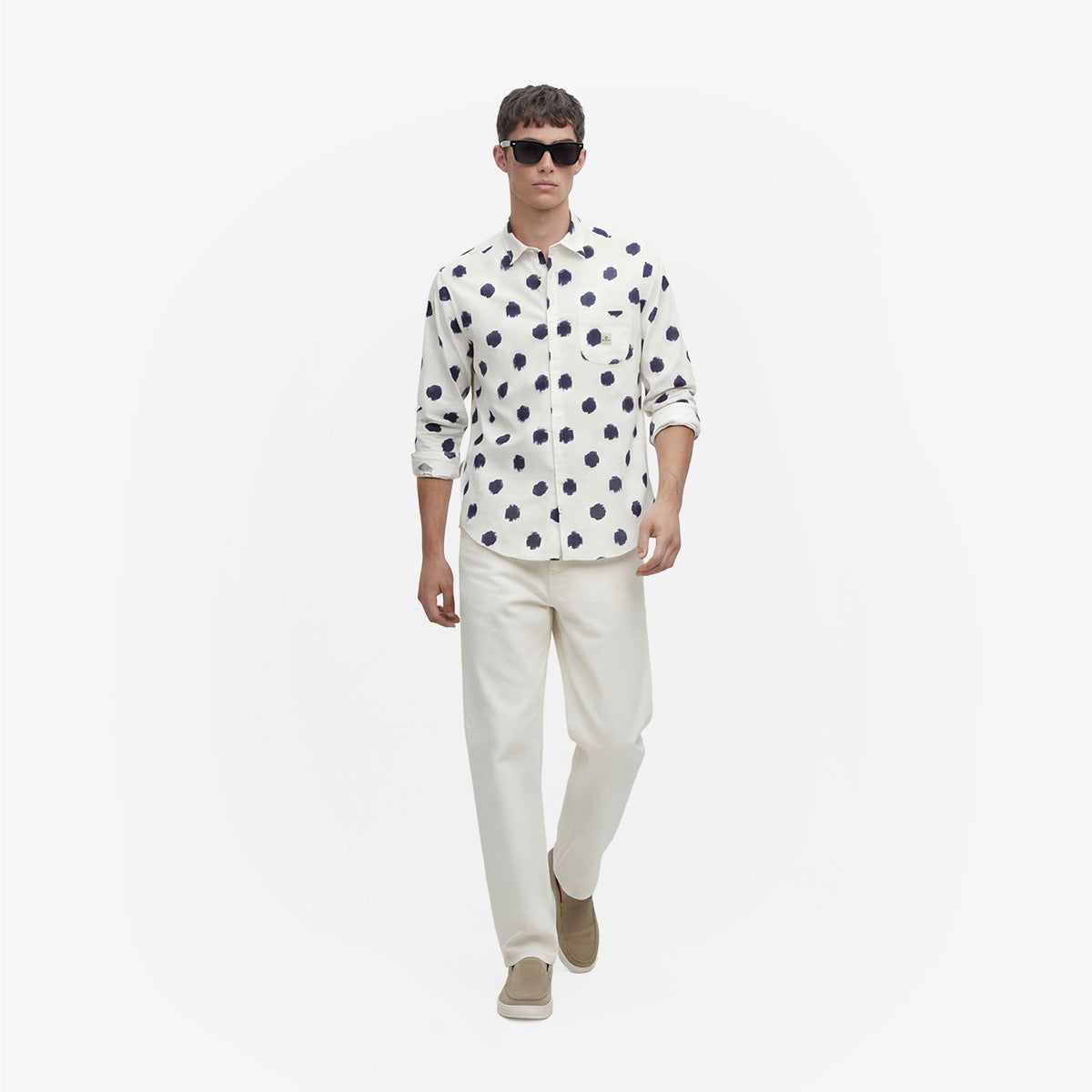 Lange mouwen shirt van katoen met grote witte stippenprint