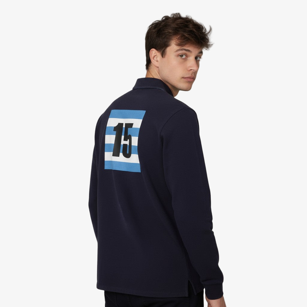 Donkerblauw rugby shirt met lange mouwen Lohan Heren SERGE BLANCO