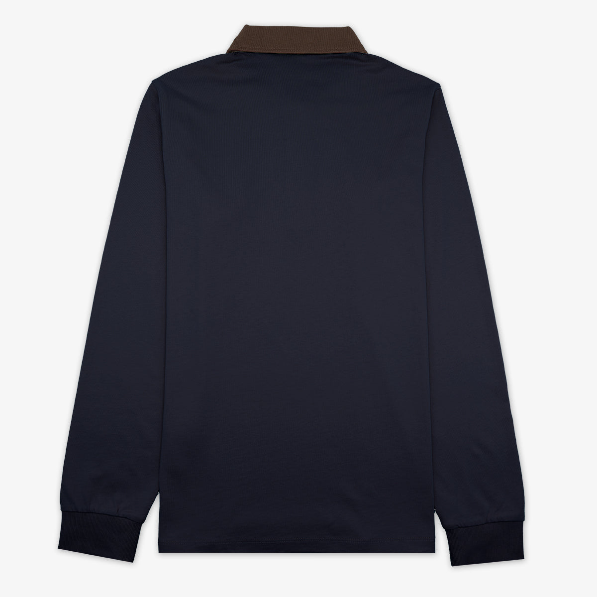 Polo met lange mouwen van marineblauw katoenen jersey