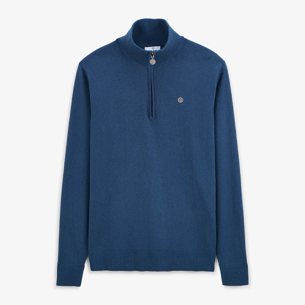 Trui met hoge kraag en ritssluiting, blauw Malo serge blanco 