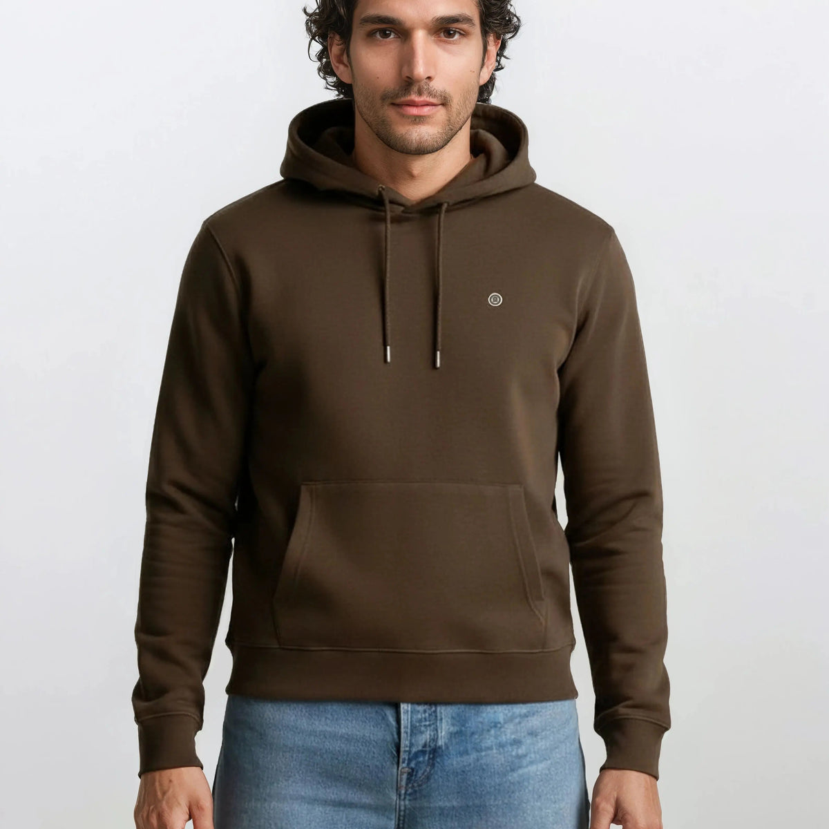 Bruine hoodie van katoen voor heren SERGE BLANCO