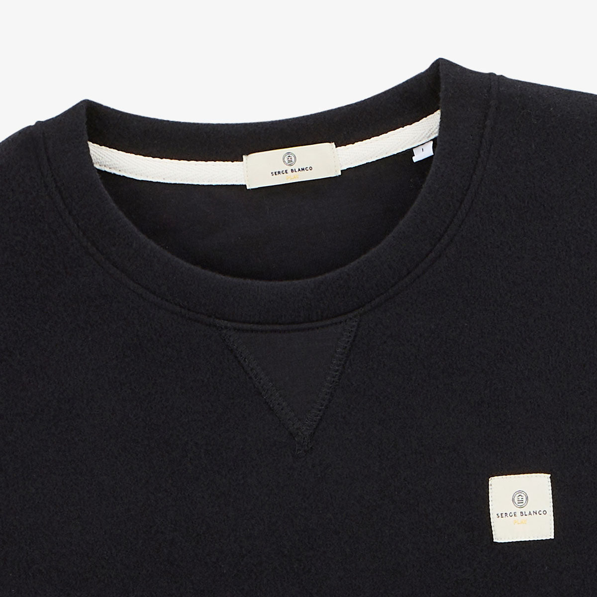 Zwarte effen sweater met ronde hals Play SERGE BLANCO