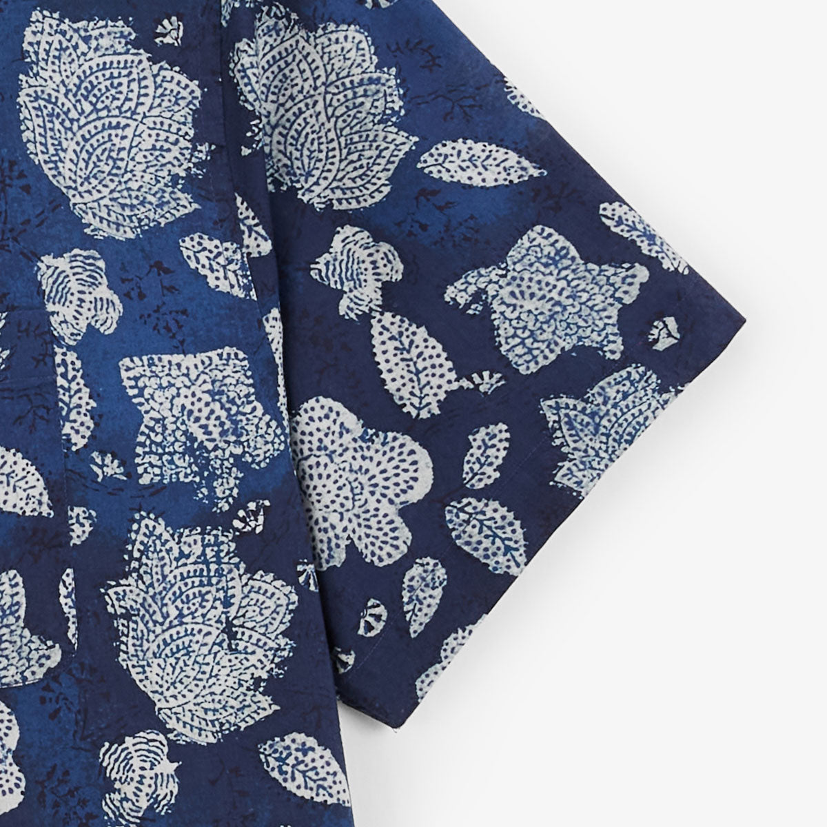 Korte mouwen shirt met bloemenprint van katoen in opaalblauw voor heren SERGE BLANCO