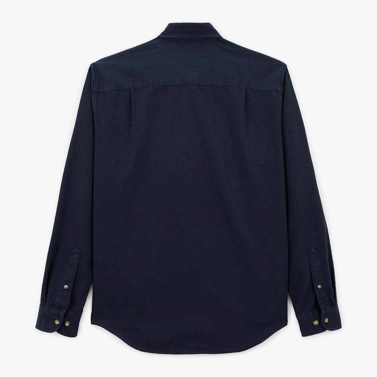 Overhemd met lange mouwen van katoen twill, donkerblauw effen, Charles, heren, SERGE BLANCO