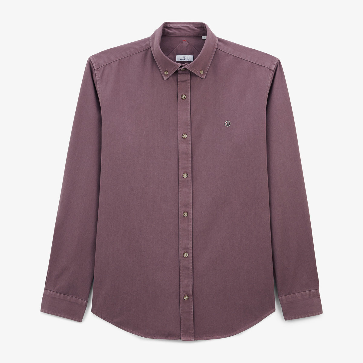Lange mouwen shirt van katoen twill paars effen Charles Heren SERGE BLANCO