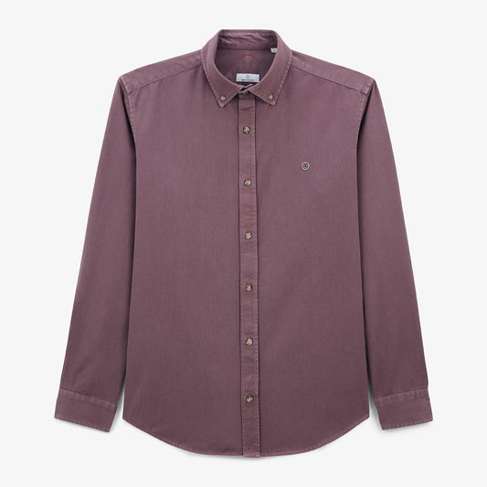 Lange mouwen shirt van katoen twill paars effen Charles Heren SERGE BLANCO