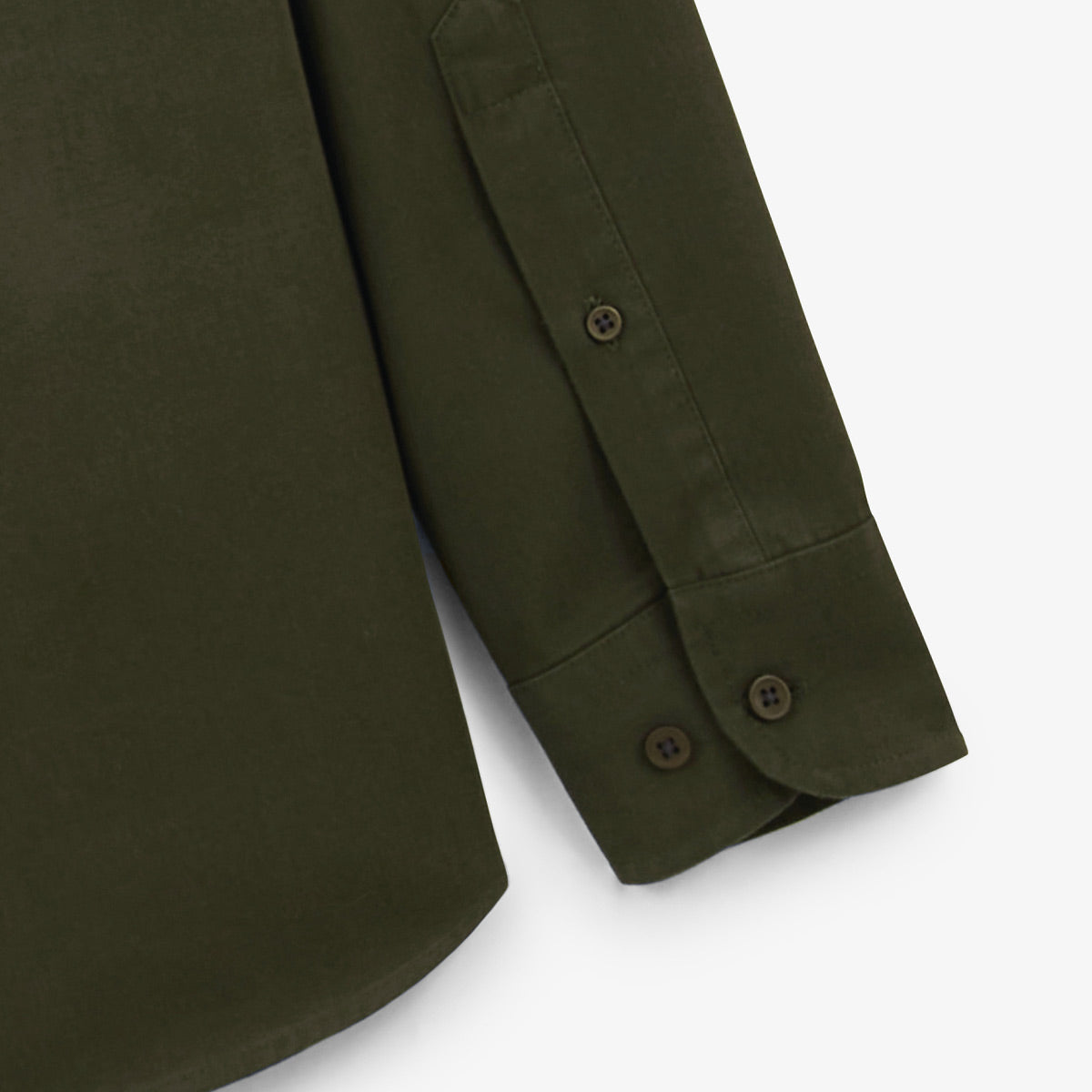 Katoenen shirt met lange mouwen in effen legergroen Charles Heren SERGE BLANCO