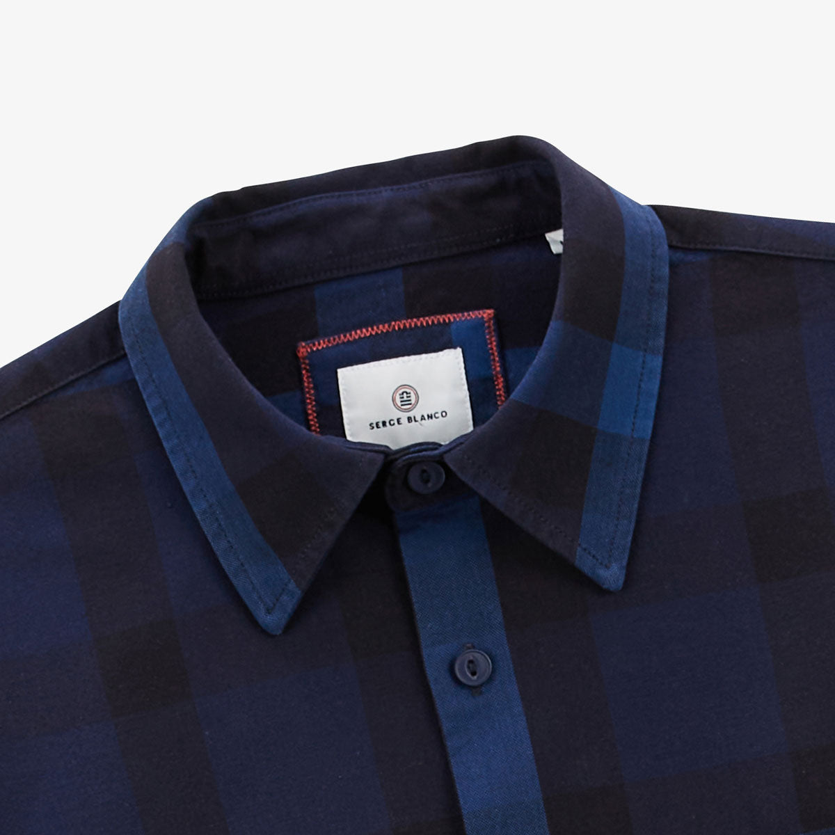 Lange mouwen shirt van marineblauw katoenfluweel voor heren Amsterdam SERGE BLANCO