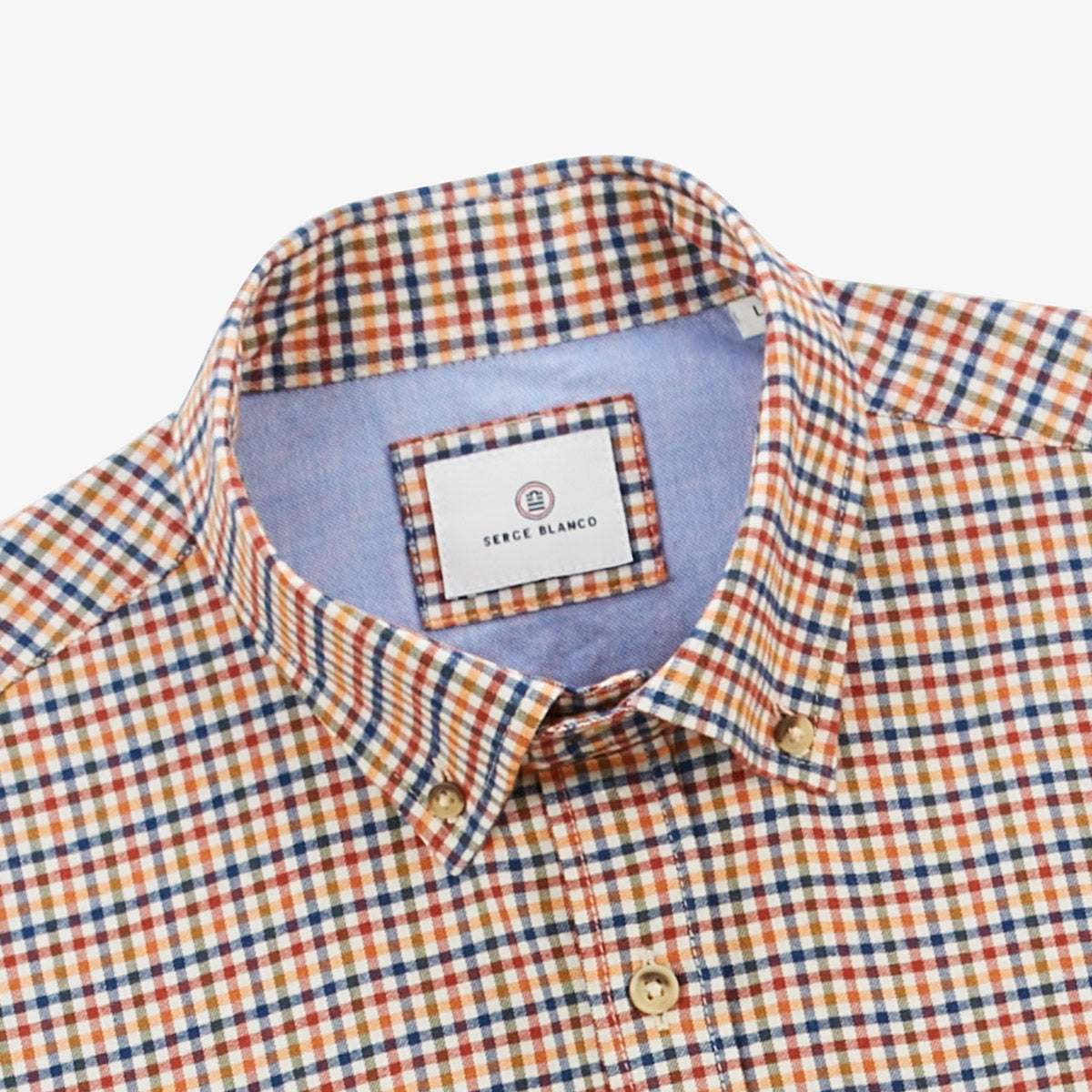 Overhemd met lange mouwen van twill met kleine koperen ruitjes Charles Homme SERGE BLANCO