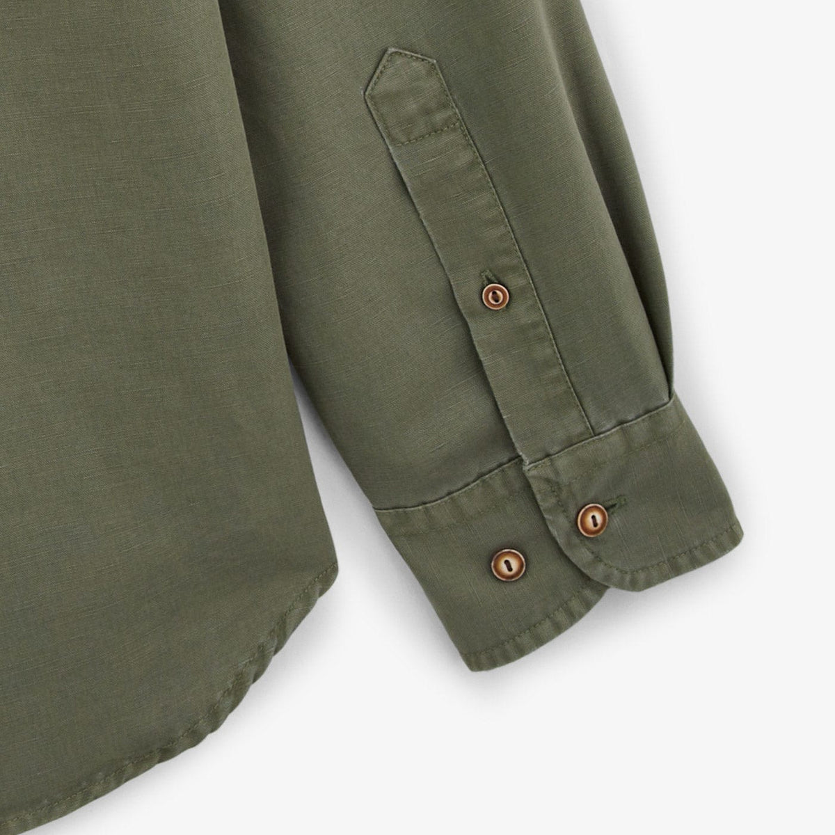 Herenoverhemd met lange mouwen Oxford Carl Teakgroen SERGE BLANCO