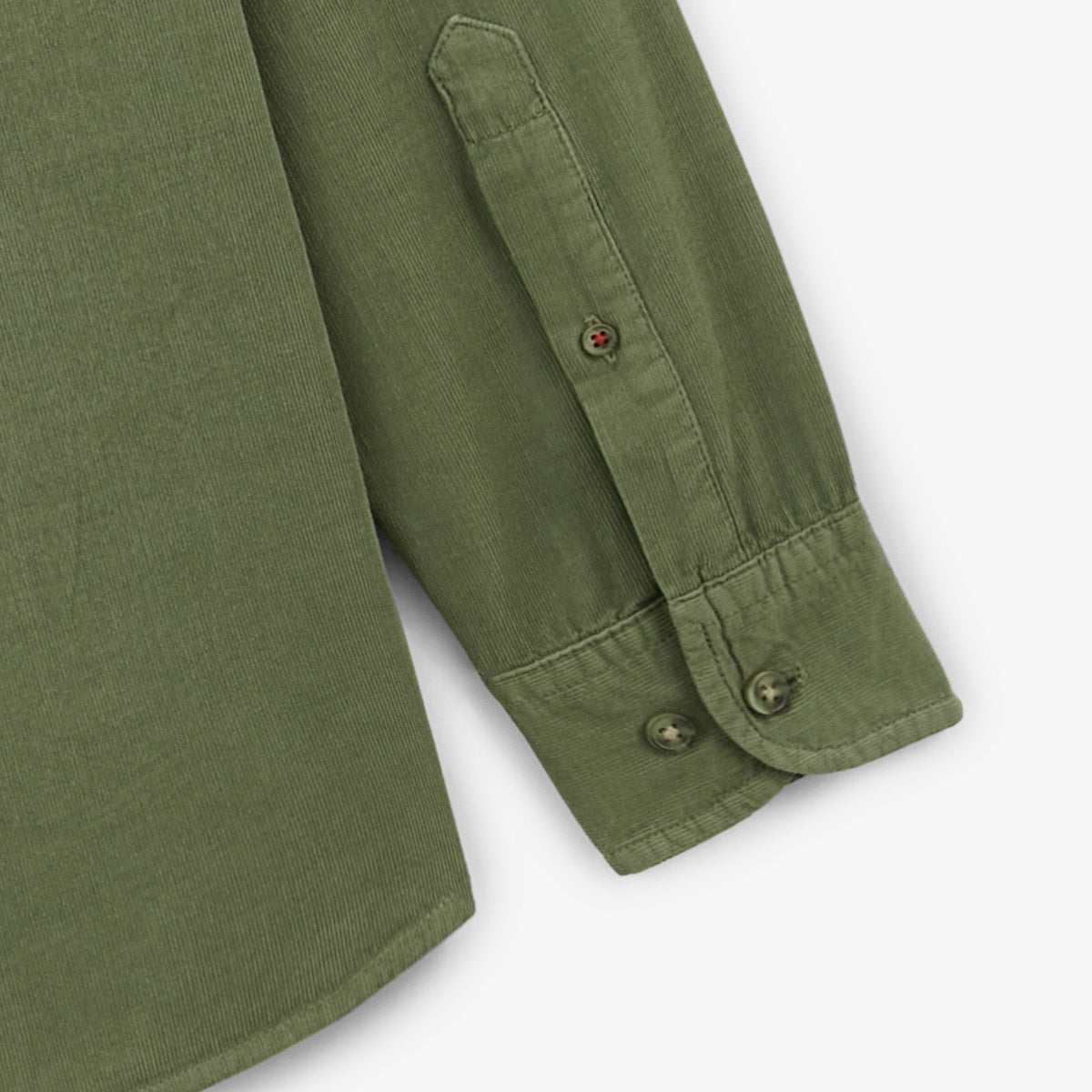 Effen shirt met lange mouwen van militairgroen katoenfluweel Charles Homme SERGE BLANCO