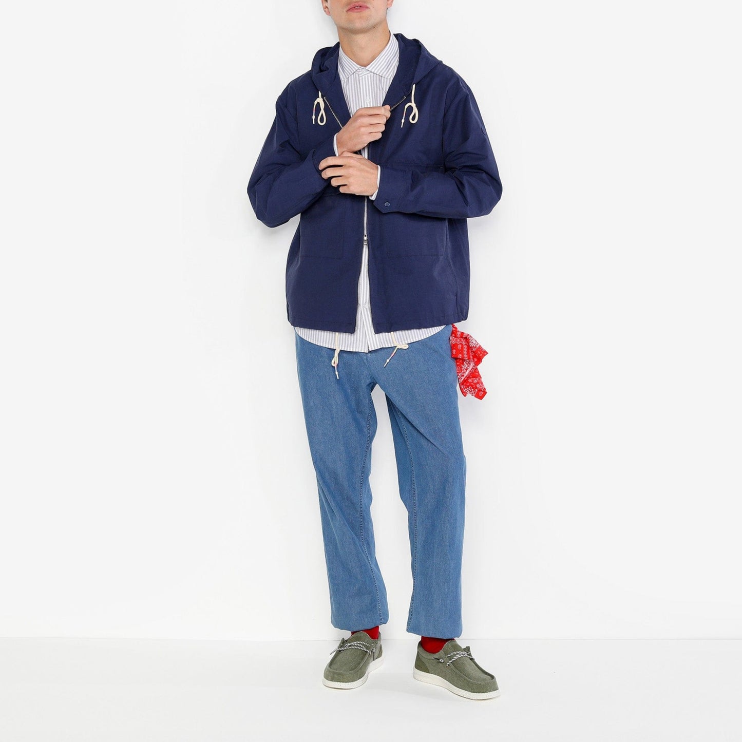 Chino 738 Chambray Tapered Elastisch Blauw Denim Heren SERGE BLANCO