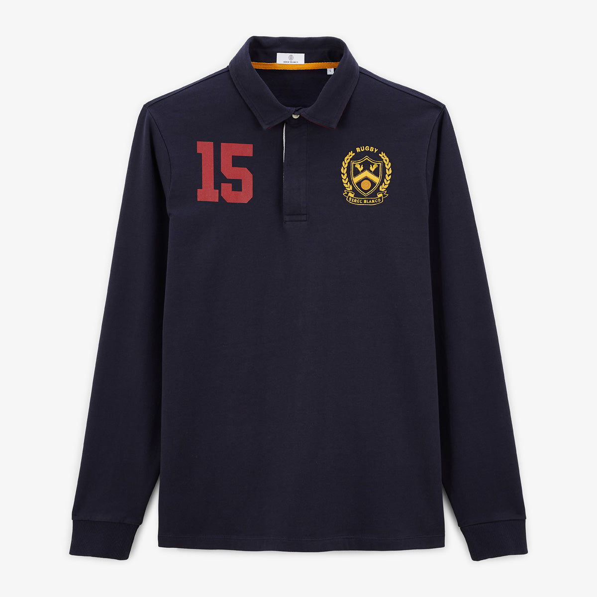 Lange mouwen rugby shirt van donkerblauw katoen LioHomme SERGE BLANCO