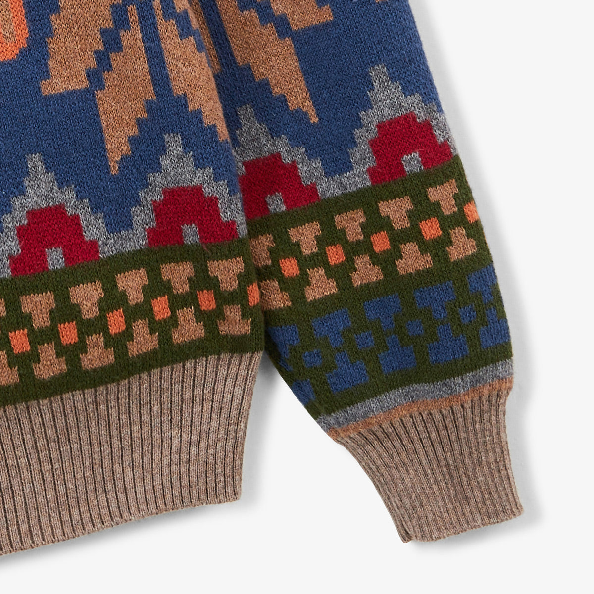 Jacquard trui met ronde hals voor jongens, van katoen en wol, met Manel-motief SERGE BLANCO