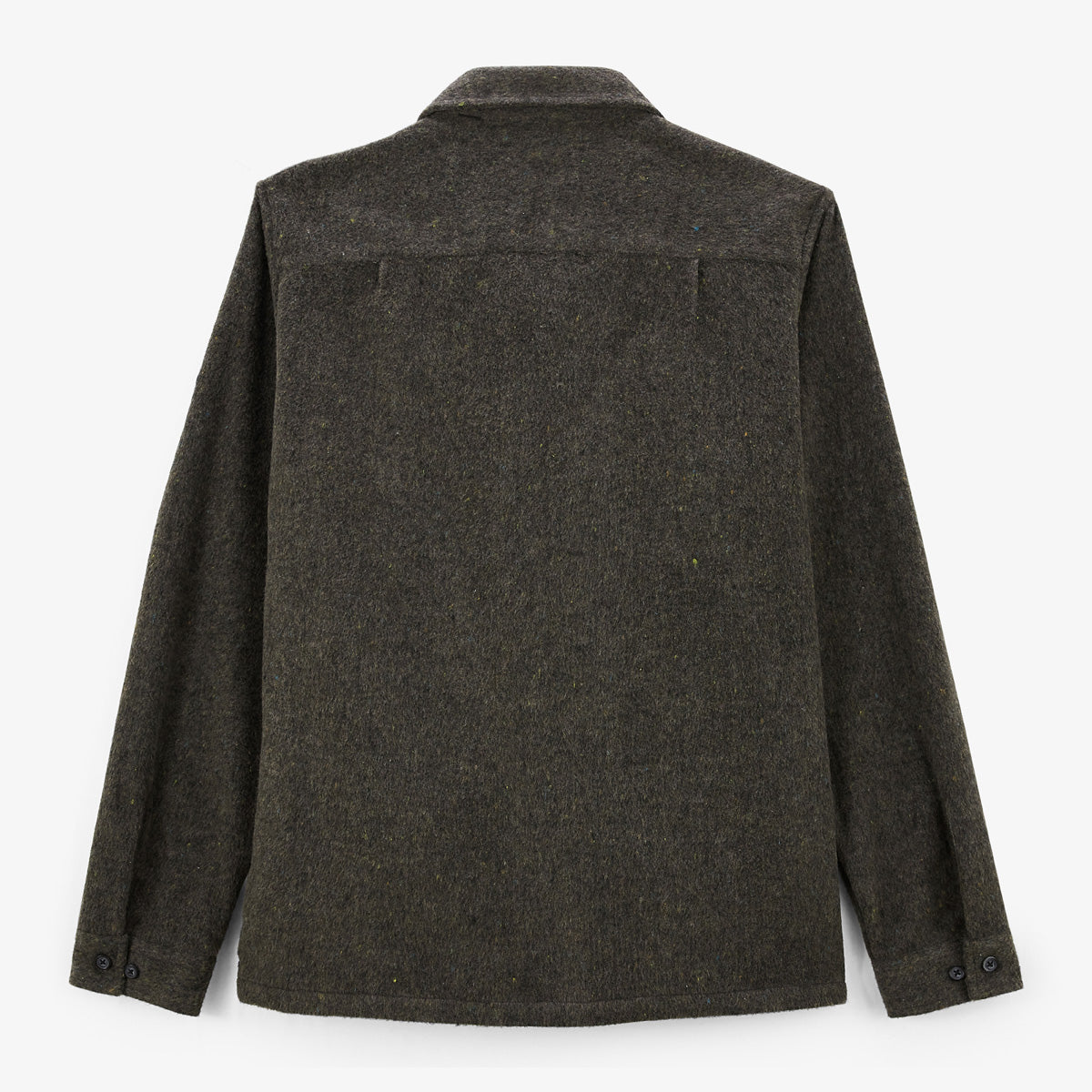 Overhemd met lange mouwen van ecru twill met bruine rits Clovis Homme SERGE BLANCO