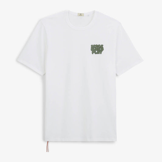 T-shirt met ronde hals van wit katoenen jersey met print op de borst voor heren SERGE BLANCO