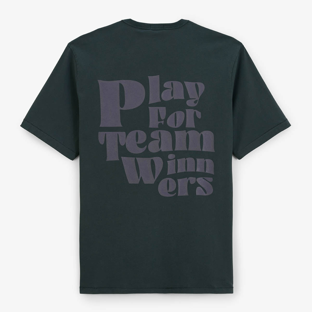 T-shirt met ronde hals van koolstofgrijs katoenen jersey met print op de rug voor heren SERGE BLANCO