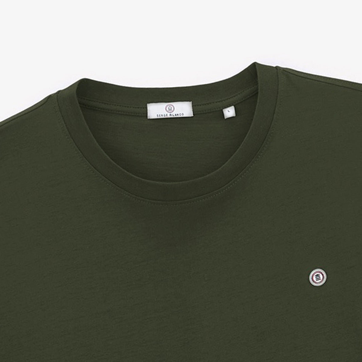 Katoenen T-shirt met korte mouwen en ronde hals in Engels groen Théo voor heren SERGE BLANCO